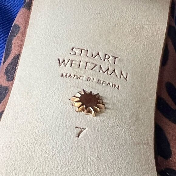 Stuart Weitzman Galene sandals suede leopard block heel size 7M gorpcore - Picture 9 of 13